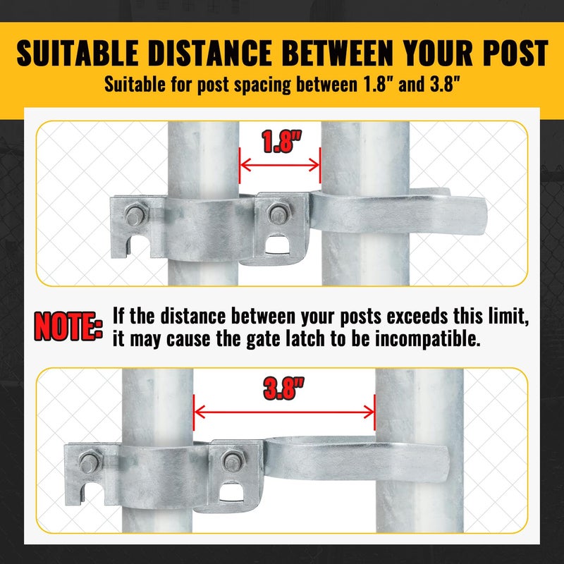 VIVIDA 1-3/8"" x 1-7/8"" Chain Link Gate Latch, Fence Fork Latch for Metal Gates with Padlock Hole, Galvanized Steel, Chain Link Fence Parts, 1 PCS - Image 2